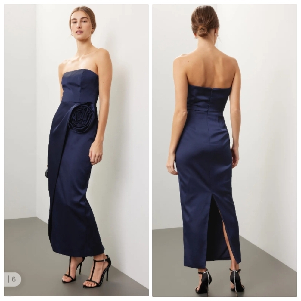 Ronny Kobo Navy Blue Strapless Dress Women's XL Navy Midi Dress Dazzle 3
